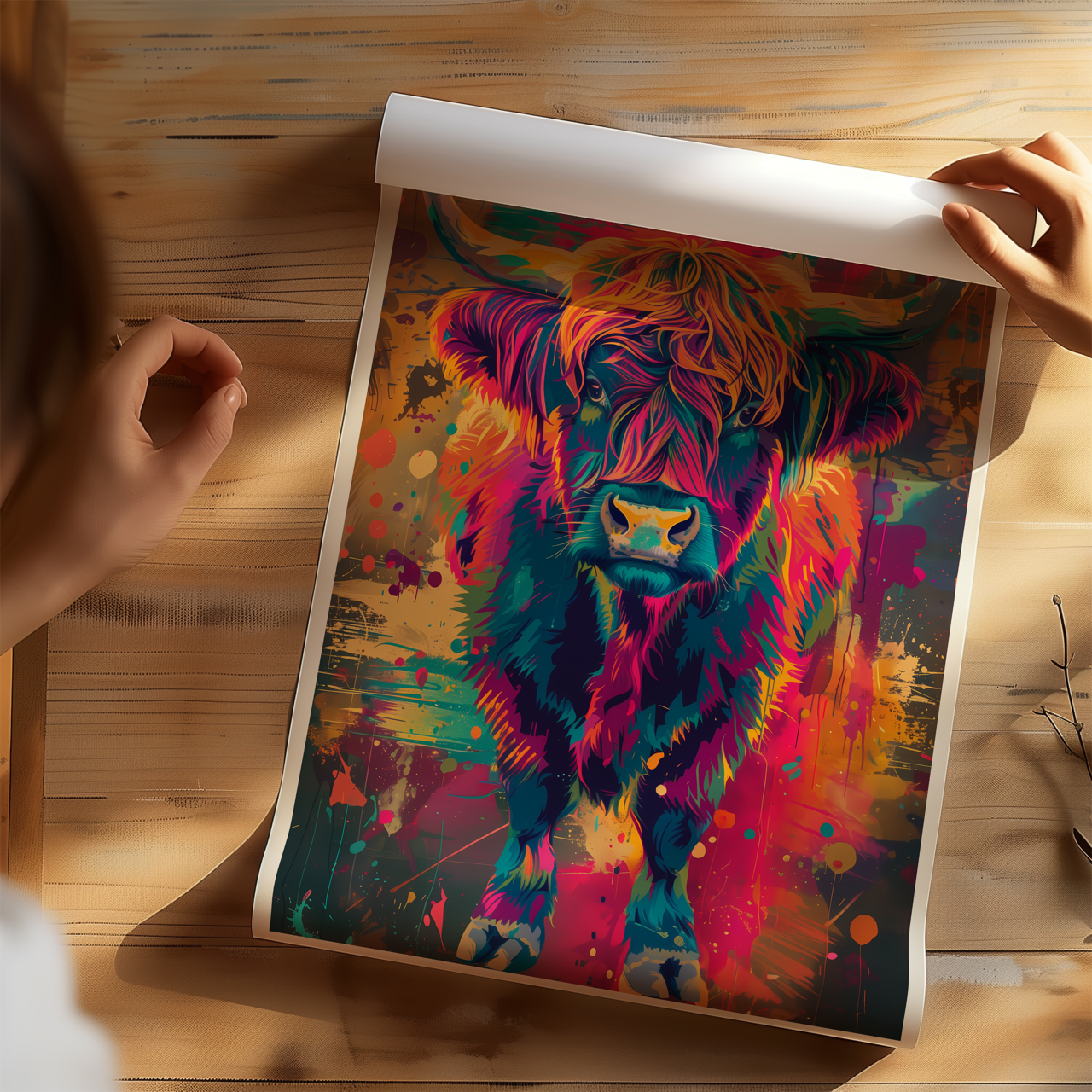Vibrant Highland Cow Poster