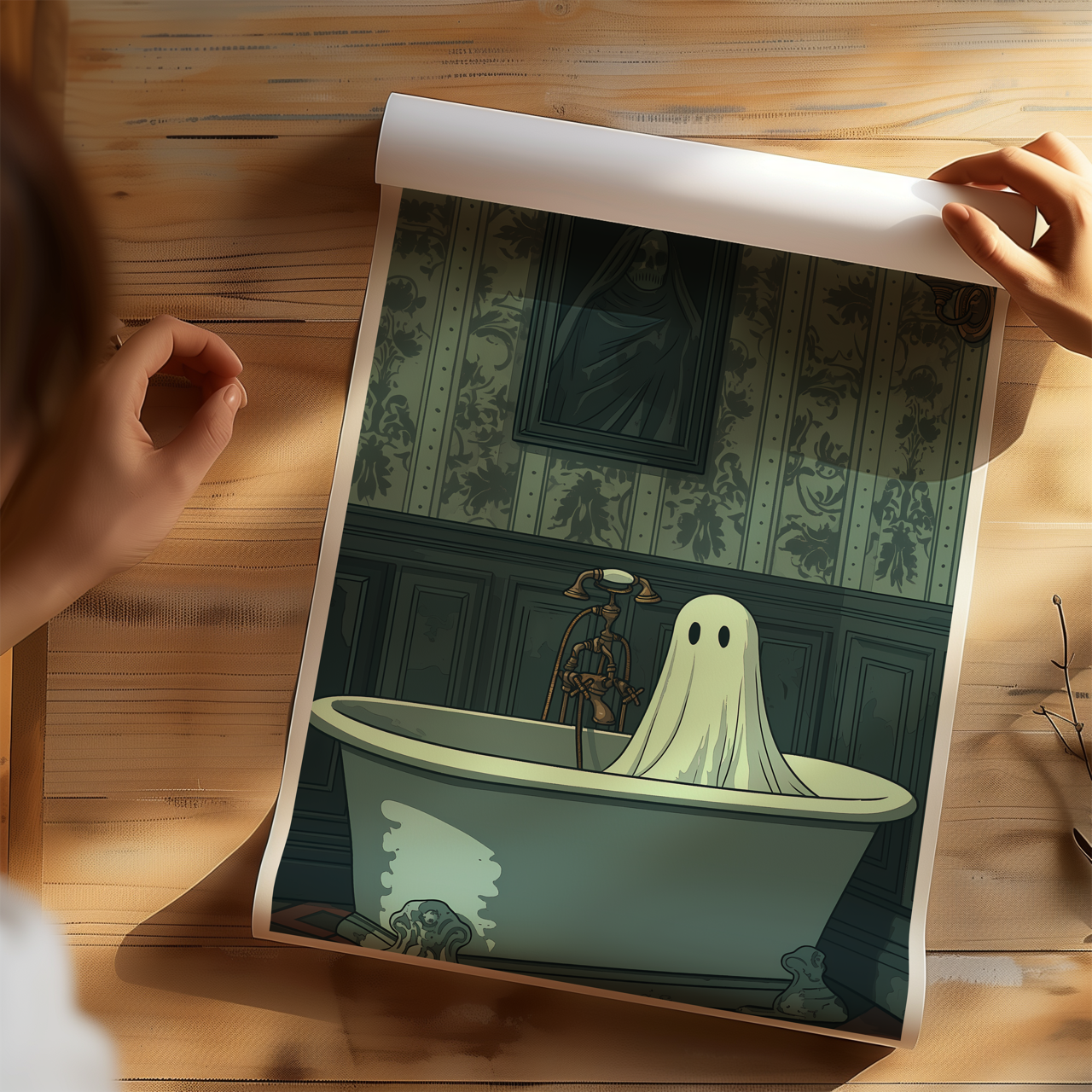Gothic Ghost Bathroom Poster