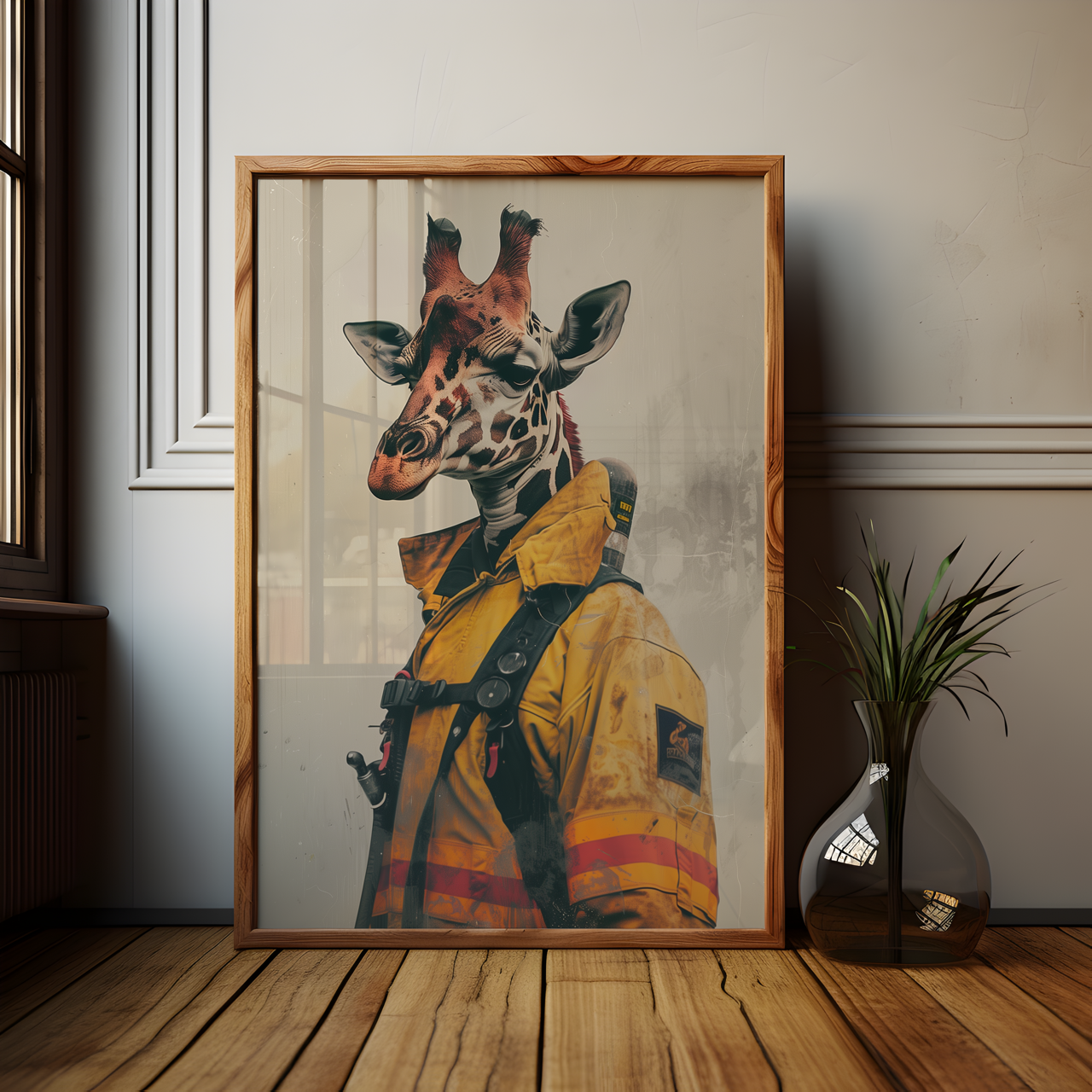 Giraffe Firefighter Poster