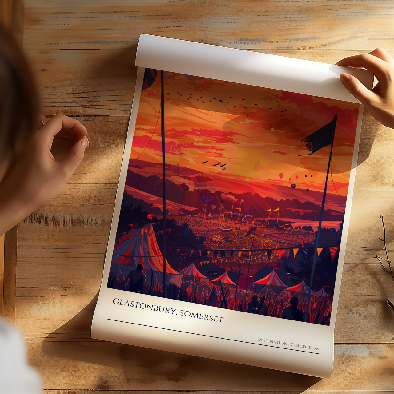 Glastonbury Sunset Poster