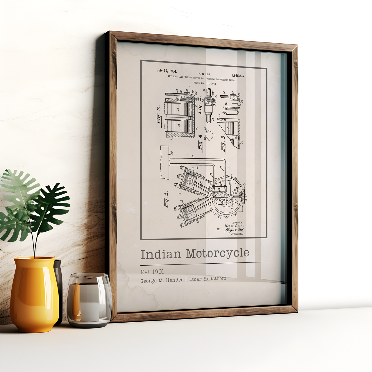 Indian Motorcycle Blueprint Poster