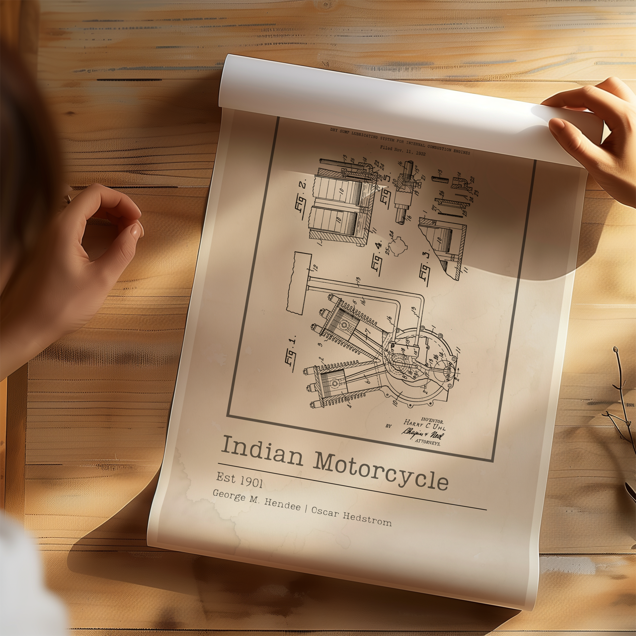 Indian Motorcycle Blueprint Poster
