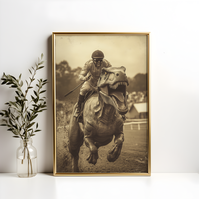 Alternative History Tyrannosaurus Rex Jockey Poster