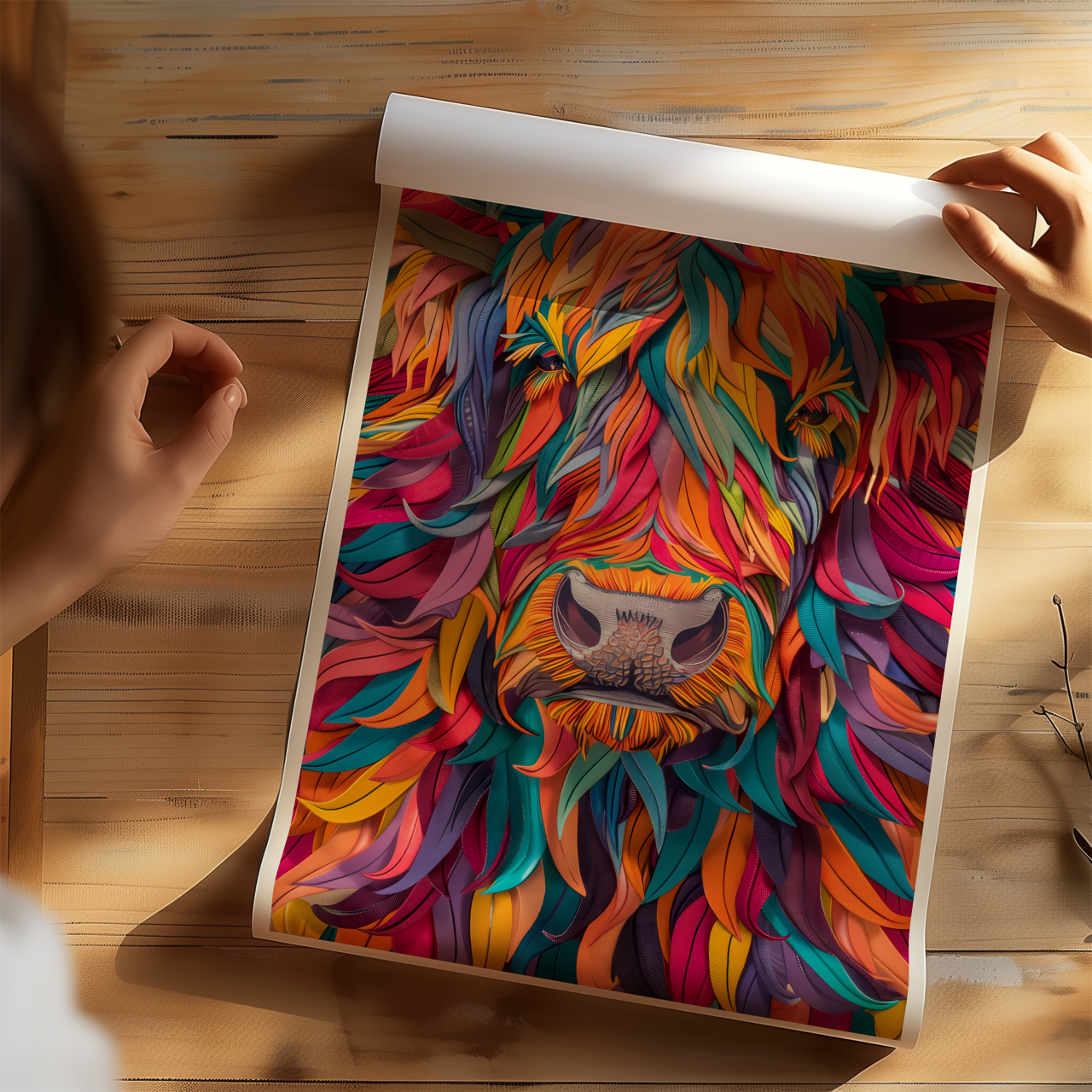 Colourful Highland Cow Poster