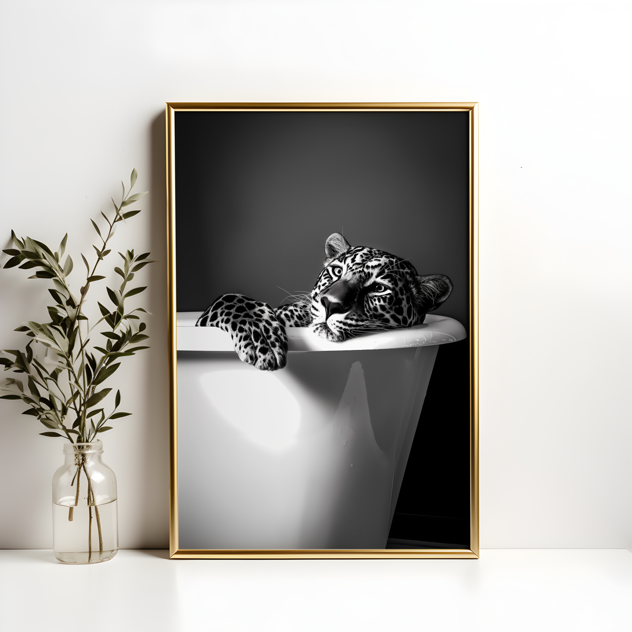 Leopard in the Bath Poster