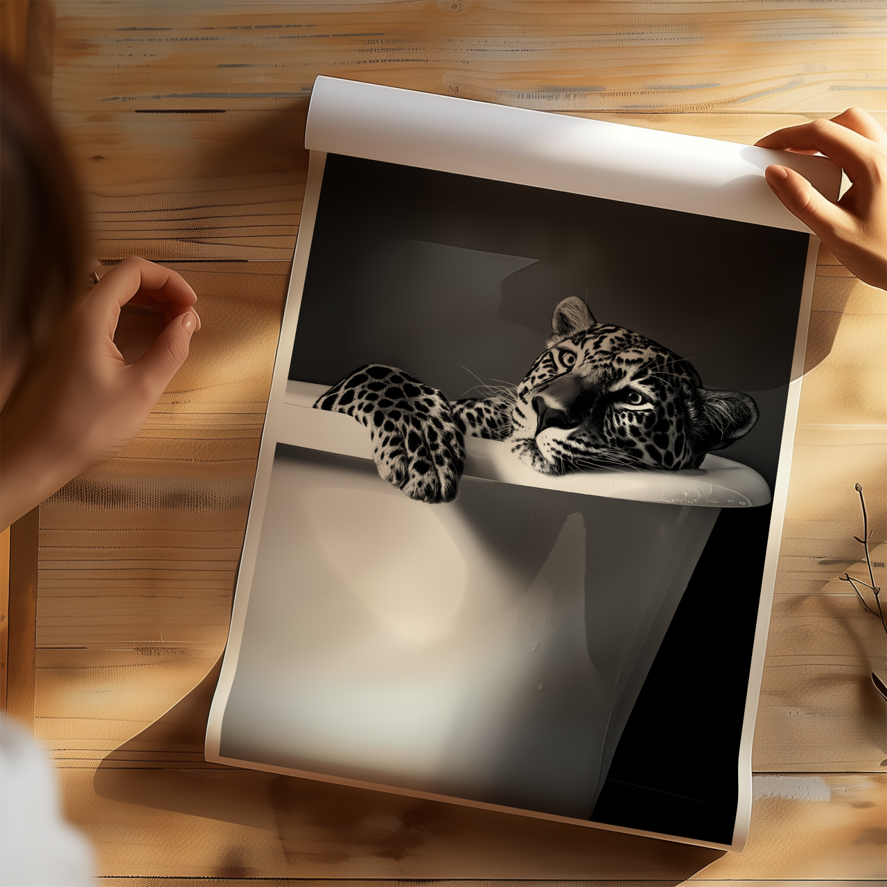 Leopard in the Bath Poster