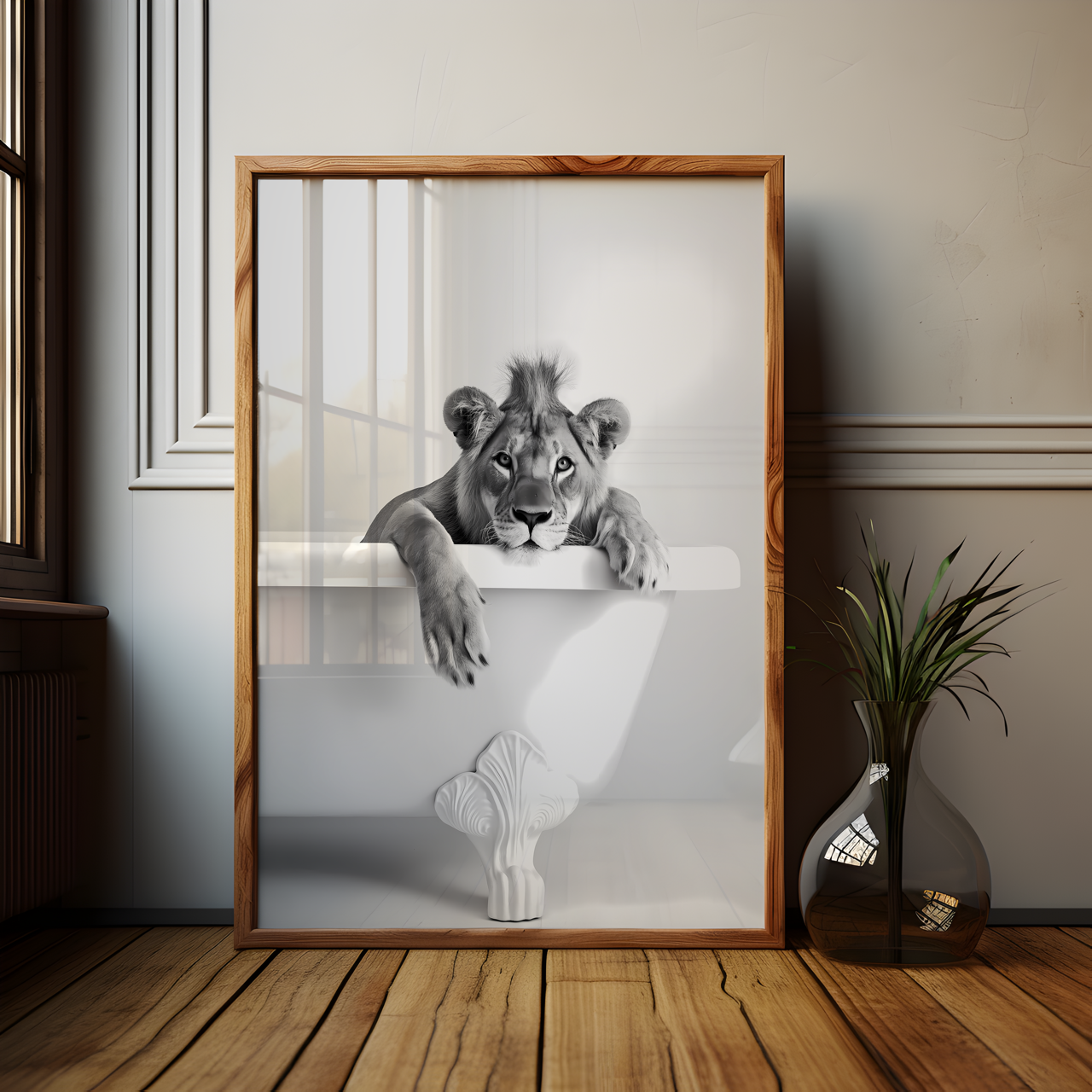 Lion in the Bath Poster