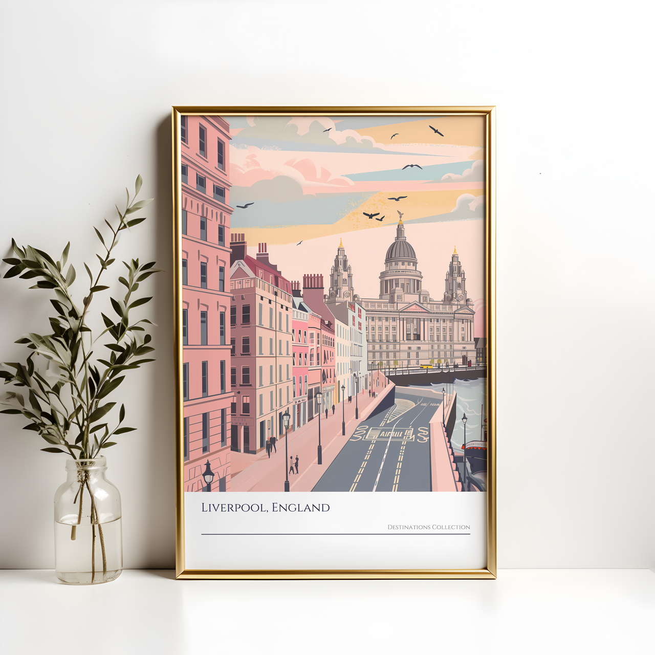 Liverpool, England Cityscape Poster