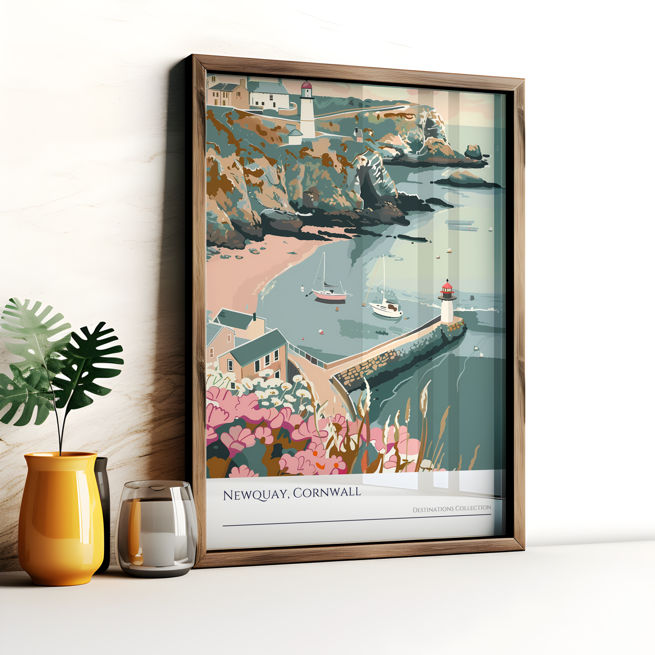 Newquay Cornwall Coastal Art Poster