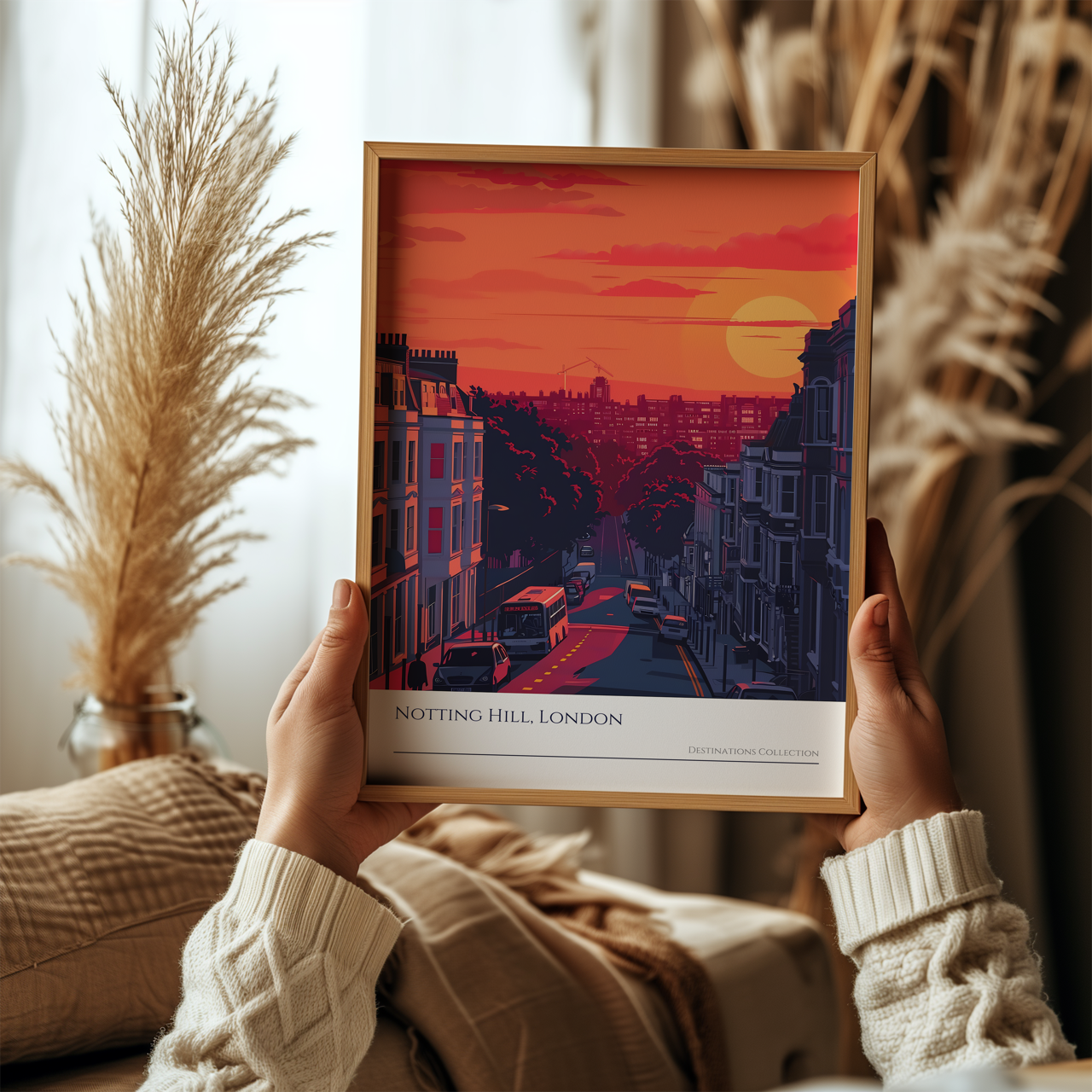 Notting Hill London Sunset Art Poster