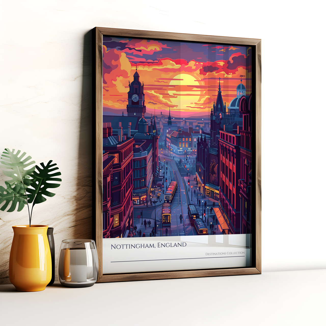 Nottingham England Sunset Art Poster