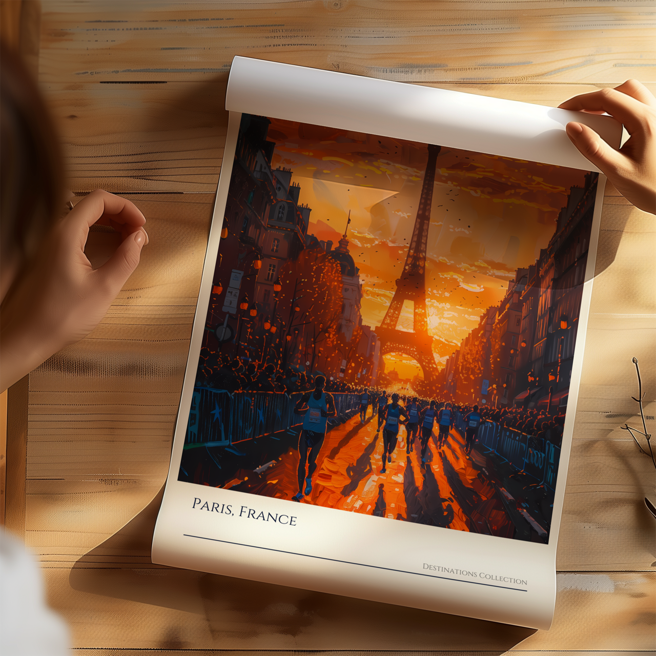 Paris Running Event Poster, Orange