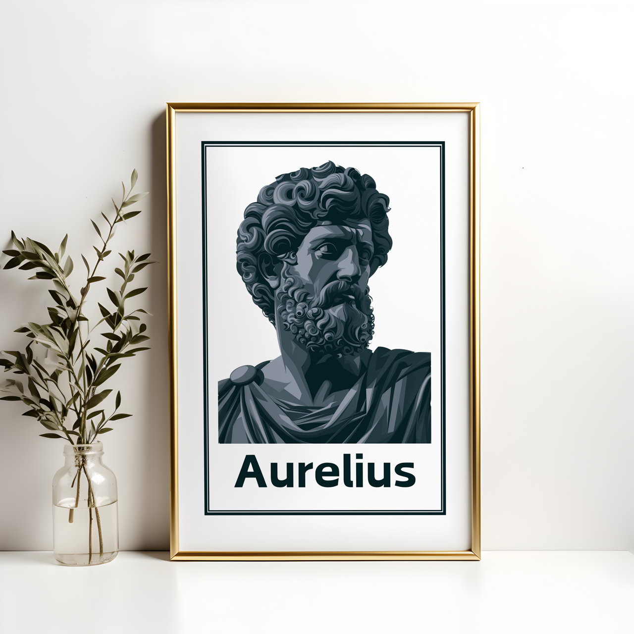 Monochrome Marcus Aurelius Stoic Art Poster