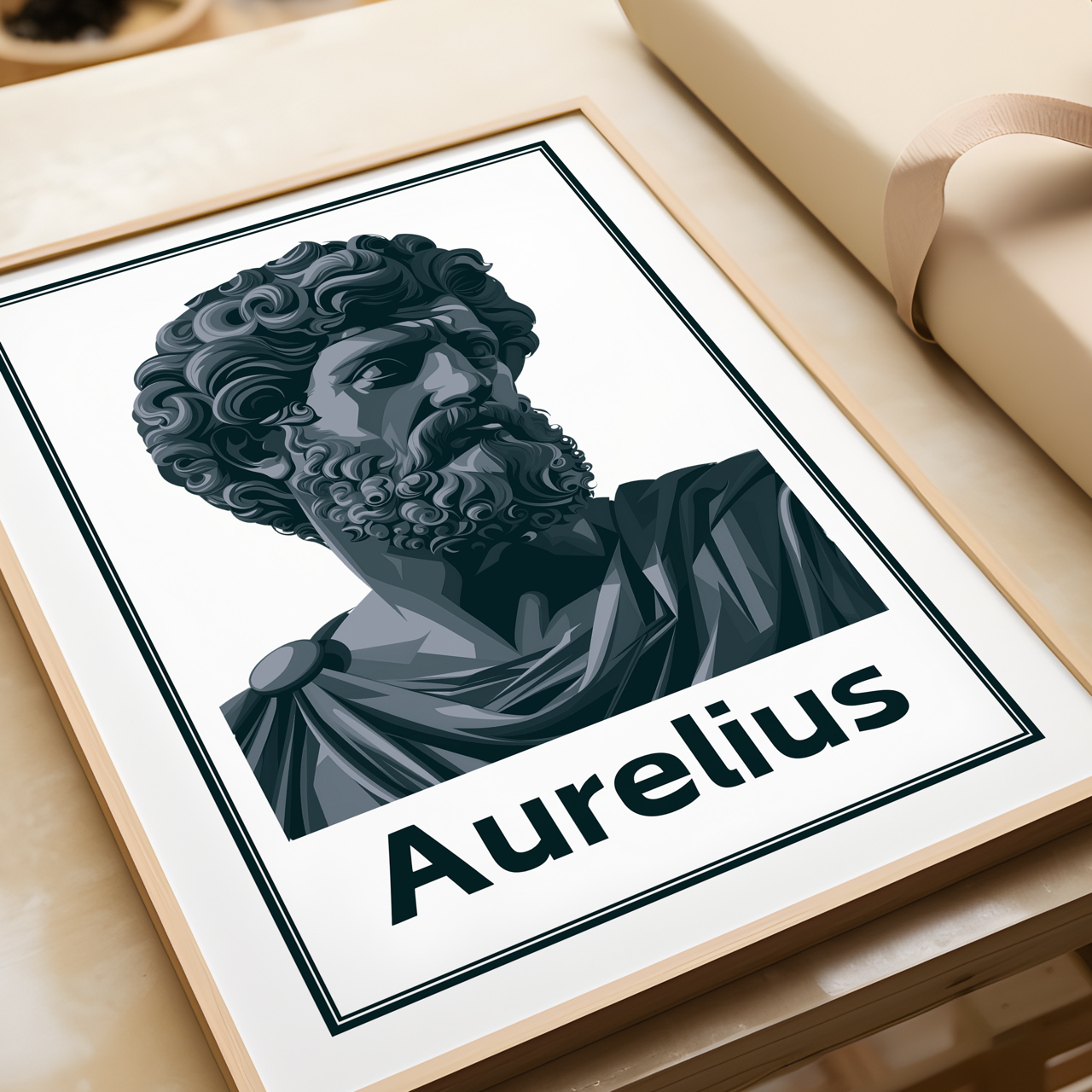 Monochrome Marcus Aurelius Stoic Art Poster