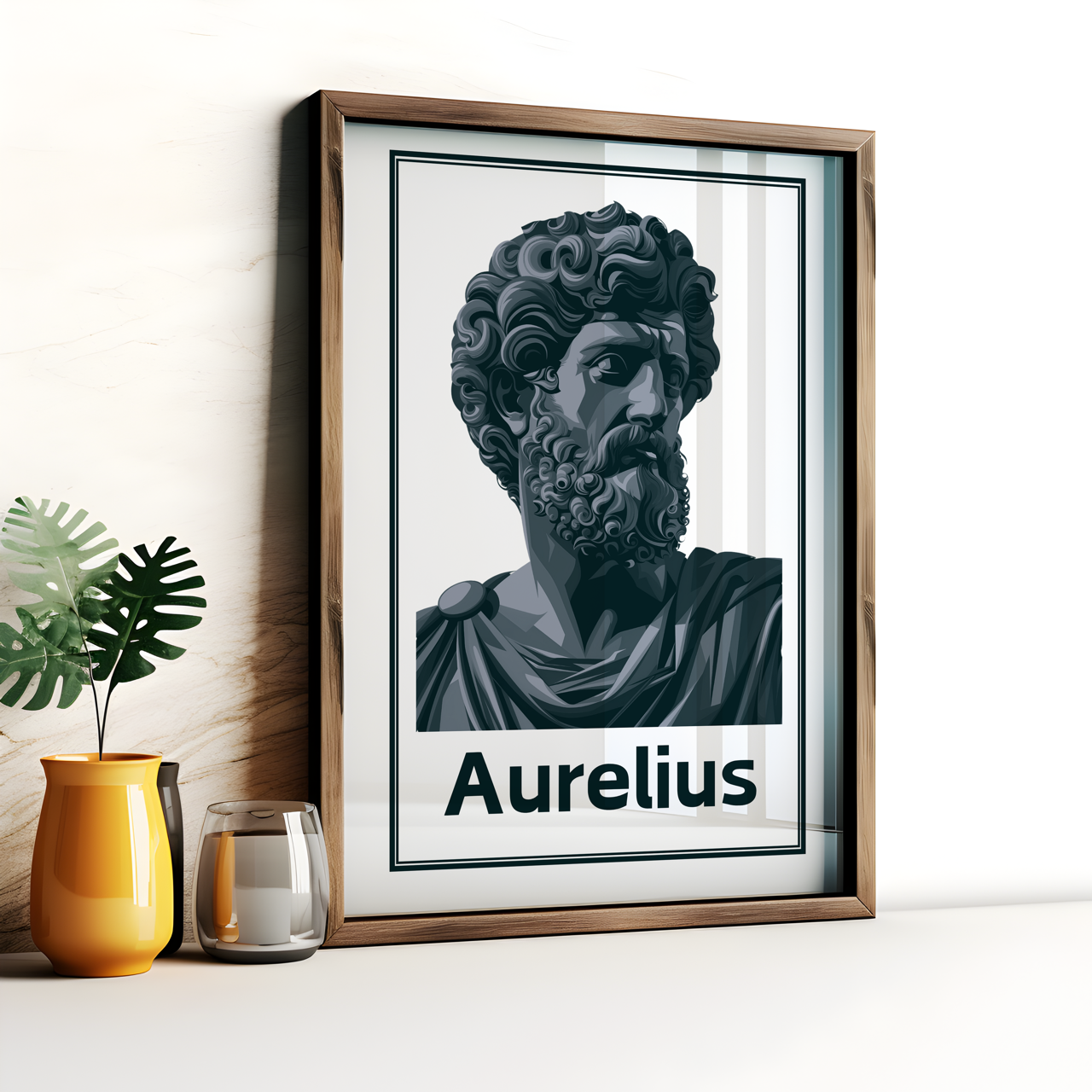 Monochrome Marcus Aurelius Stoic Art Poster