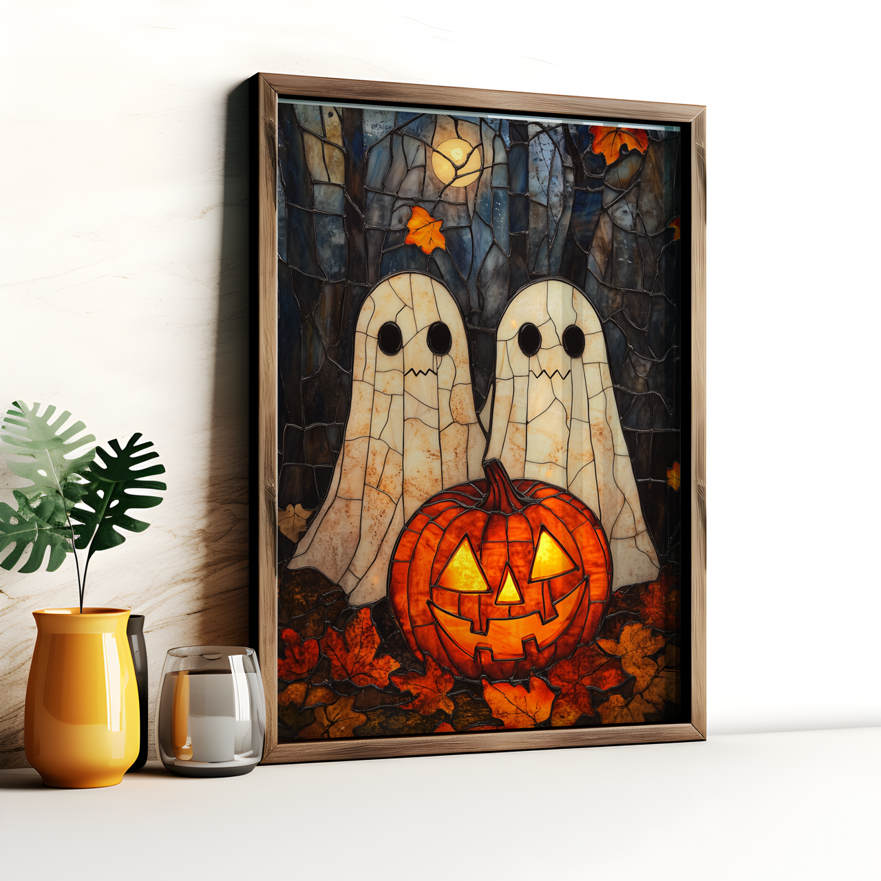 Ceramic Style Cute Ghost Halloween Poster