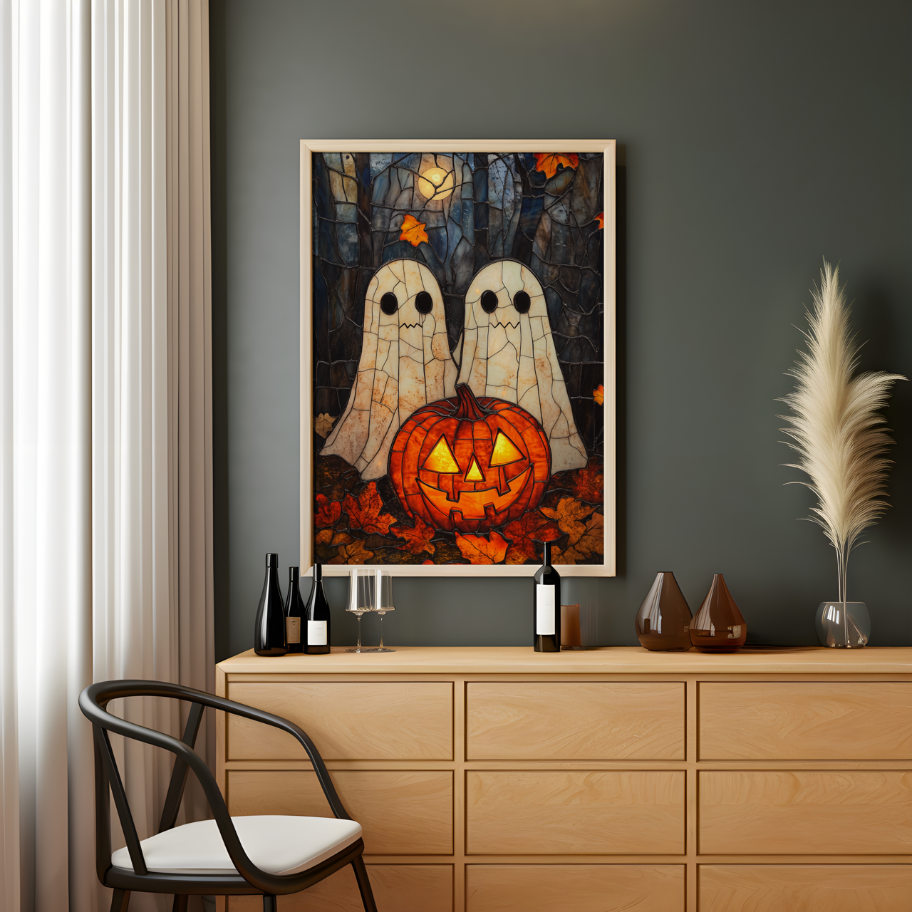 Ceramic Style Cute Ghost Halloween Poster