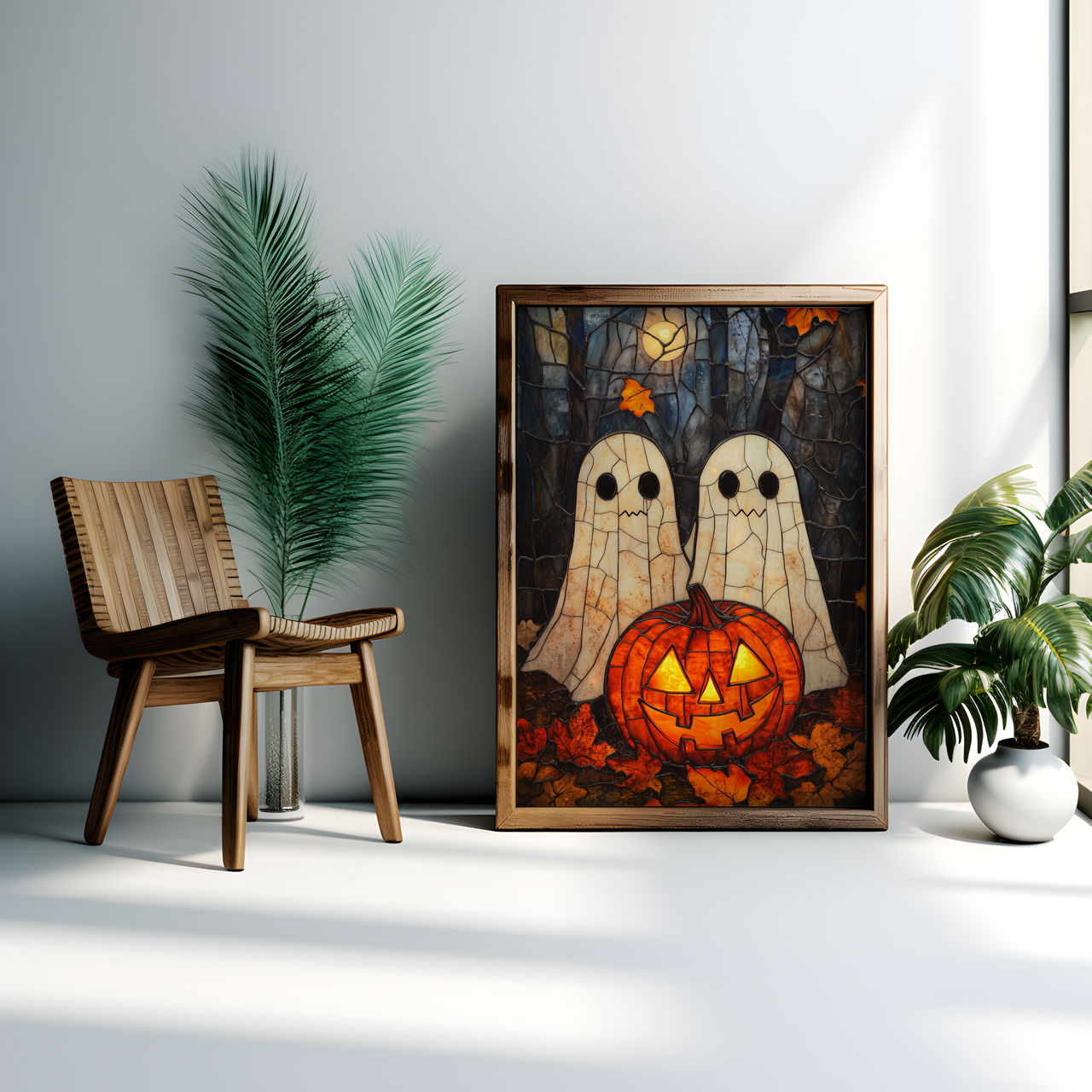 Ceramic Style Cute Ghost Halloween Poster