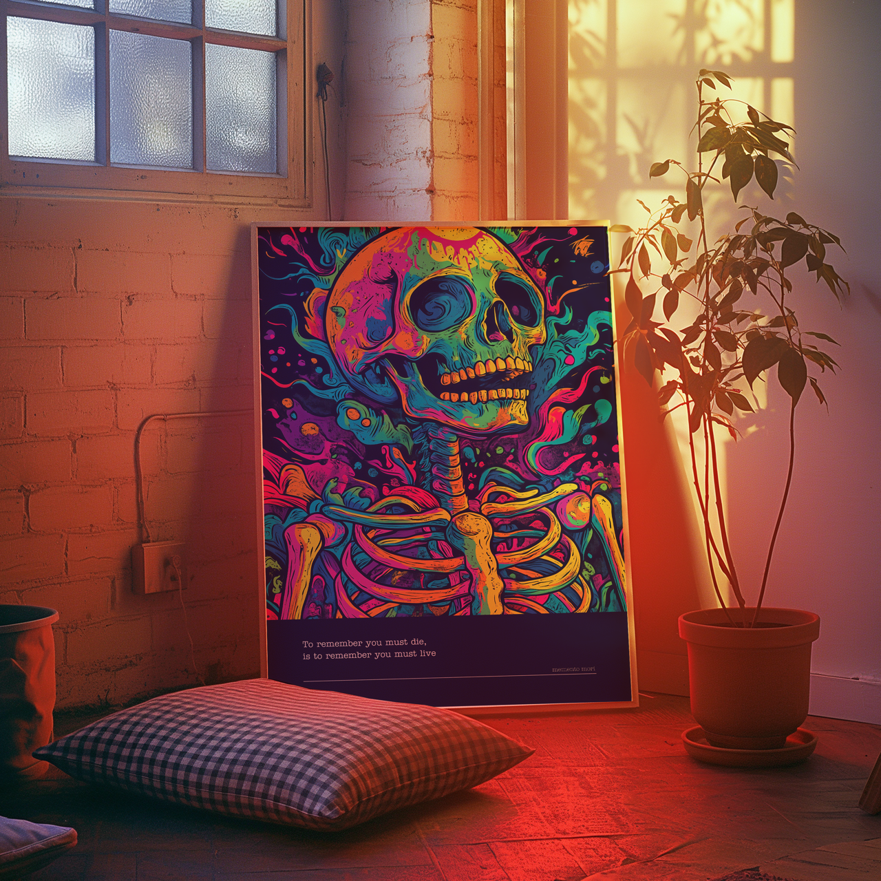 Memento Mori Psychedelic Skeleton Poster