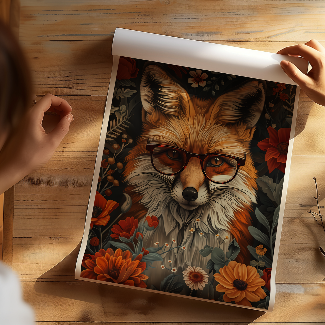 William Morris Style Fox Artwork Poster