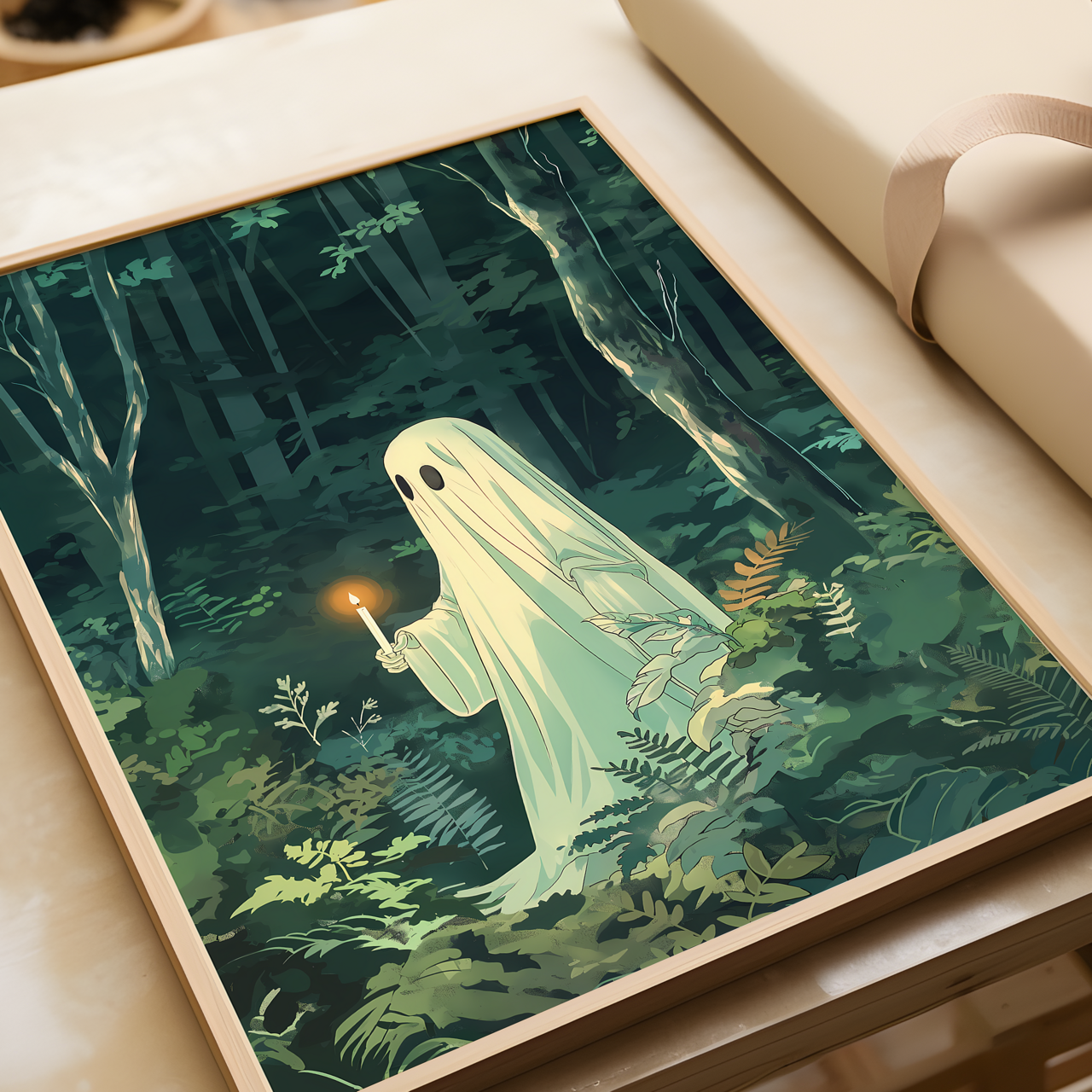Ghostly Candle Japanese Ghost Drawing Poster