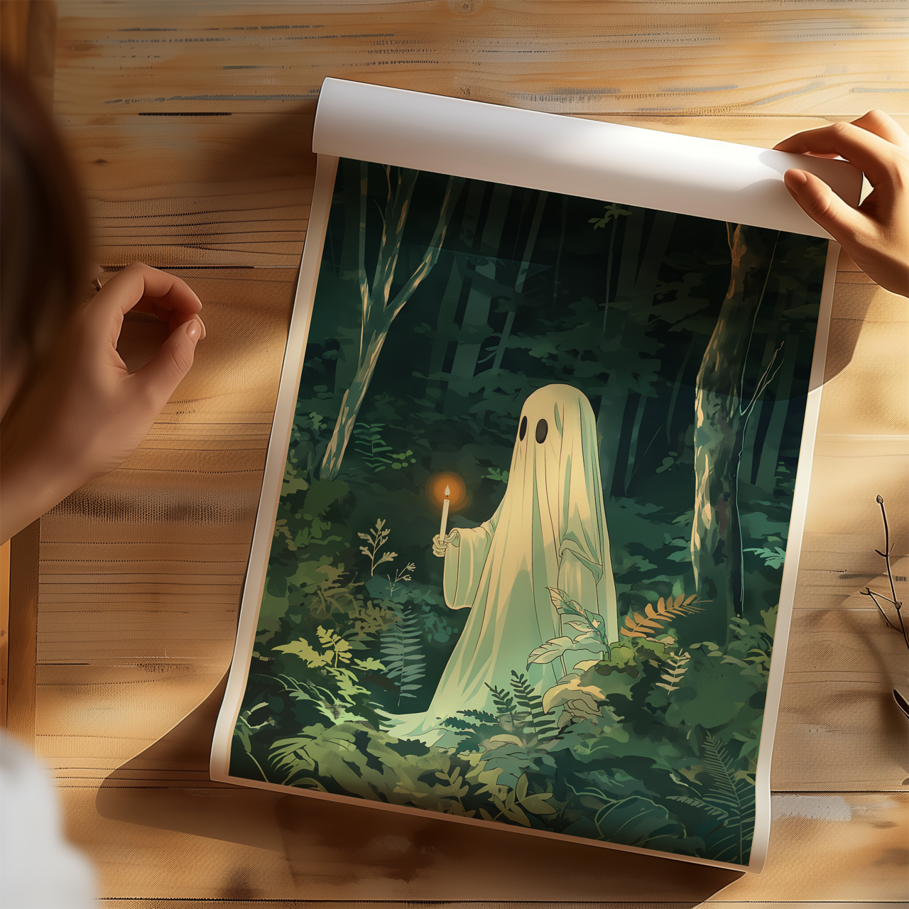 Ghostly Candle Japanese Ghost Drawing Poster