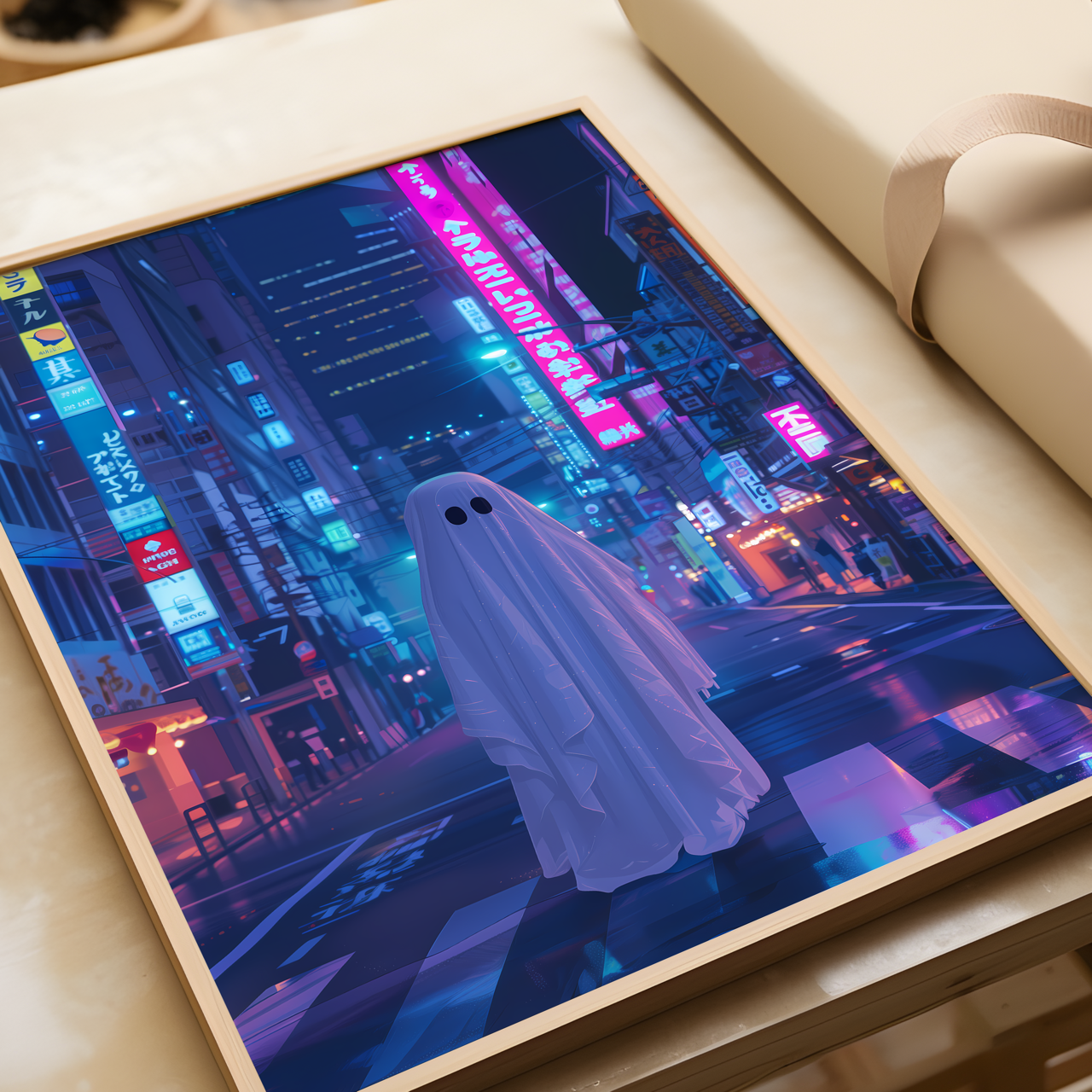City Japanese Ghost Drawing Poster