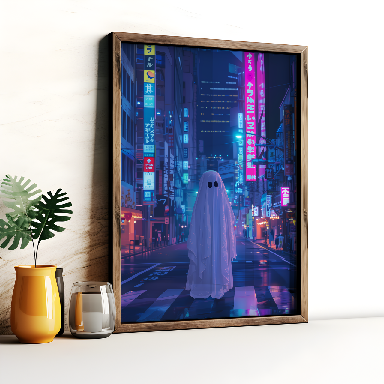 City Japanese Ghost Drawing Poster