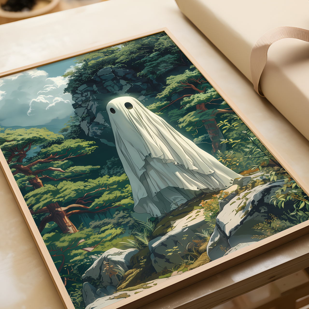 Forest Spirit Japanese Ghost Drawing Poster