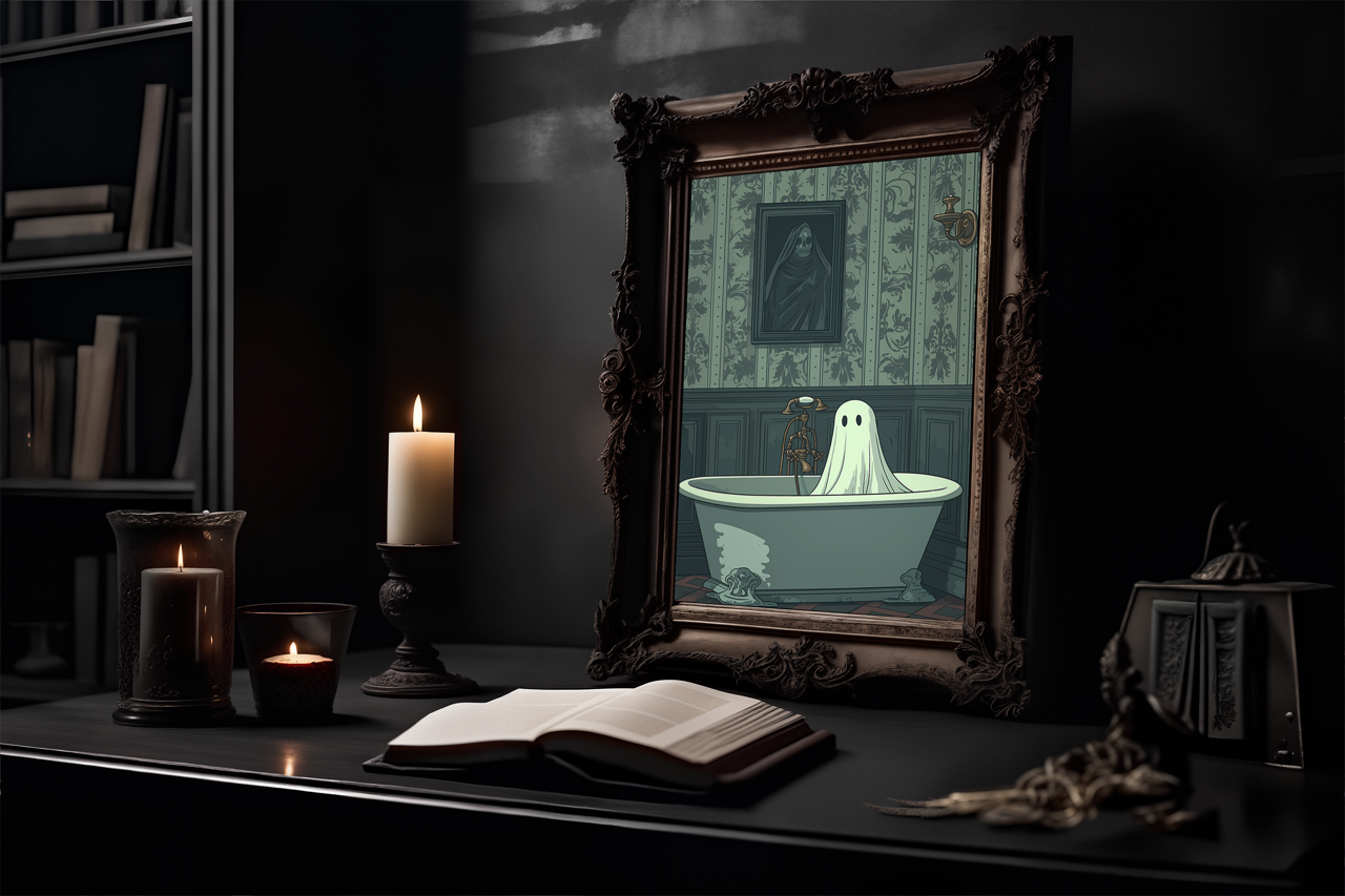 Gothic Ghost Bathroom Poster