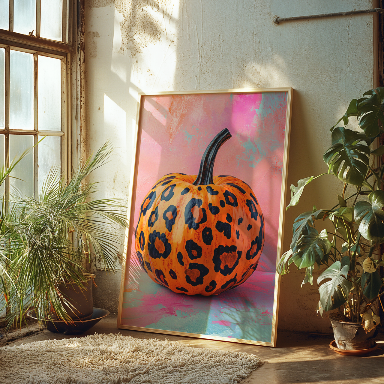 Leopard Print Pumpkin Halloween Poster
