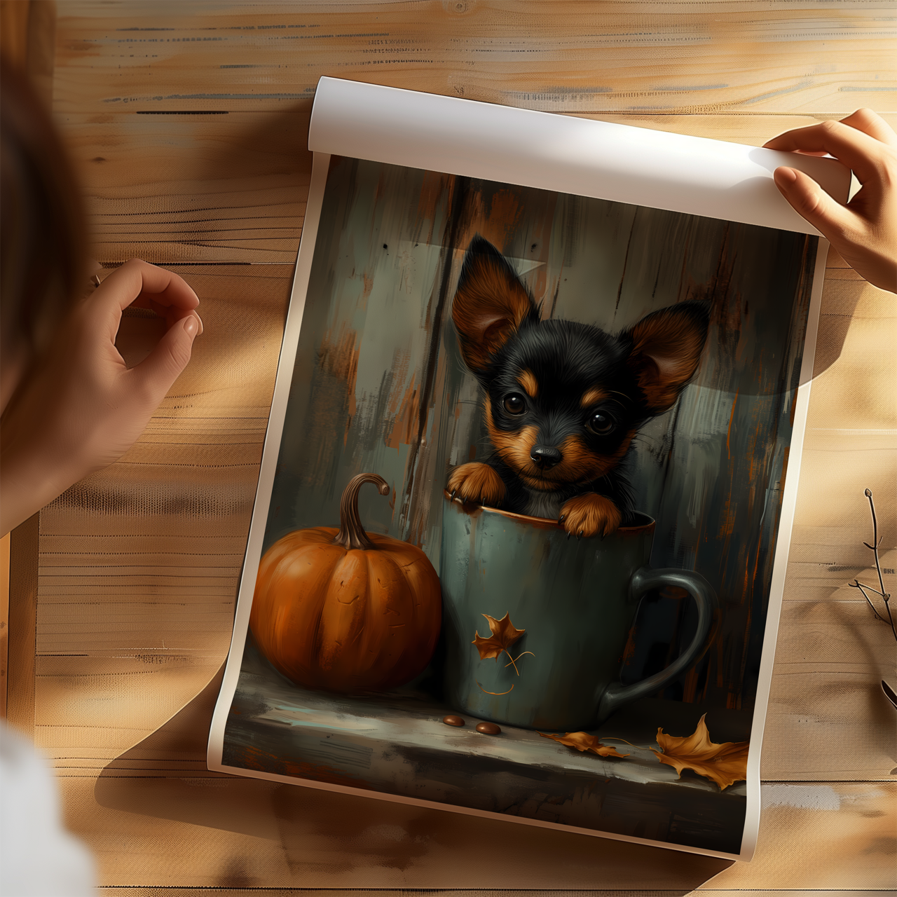 Tiny Mini Doberman Pinscher In a Mug Poster