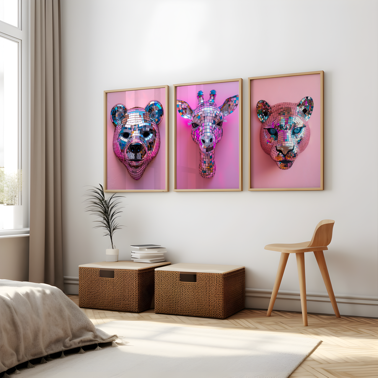 Disco Ball Giraffe Sculpture Artwork Poster