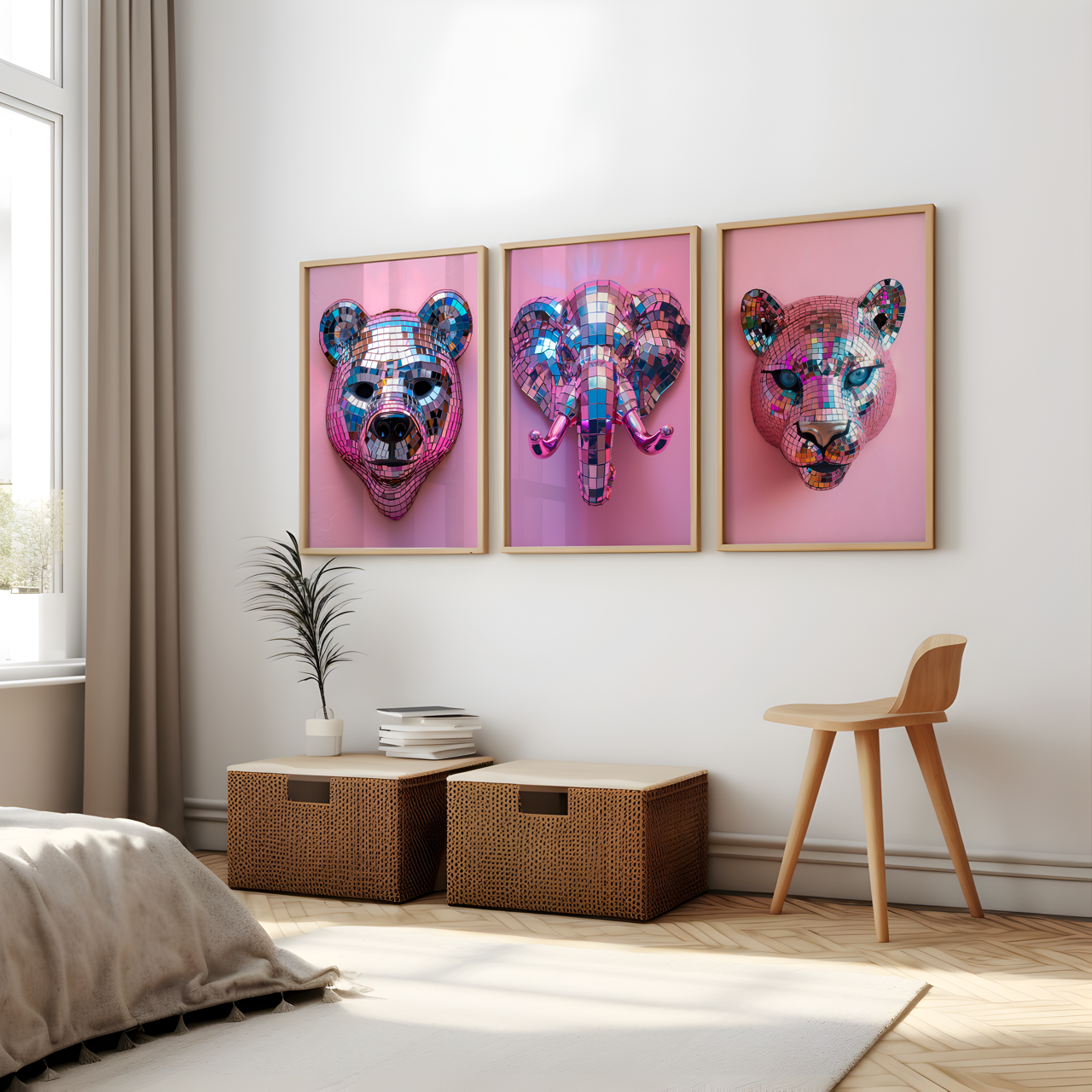 Disco Ball Elephant Sculpture Artwork Poster