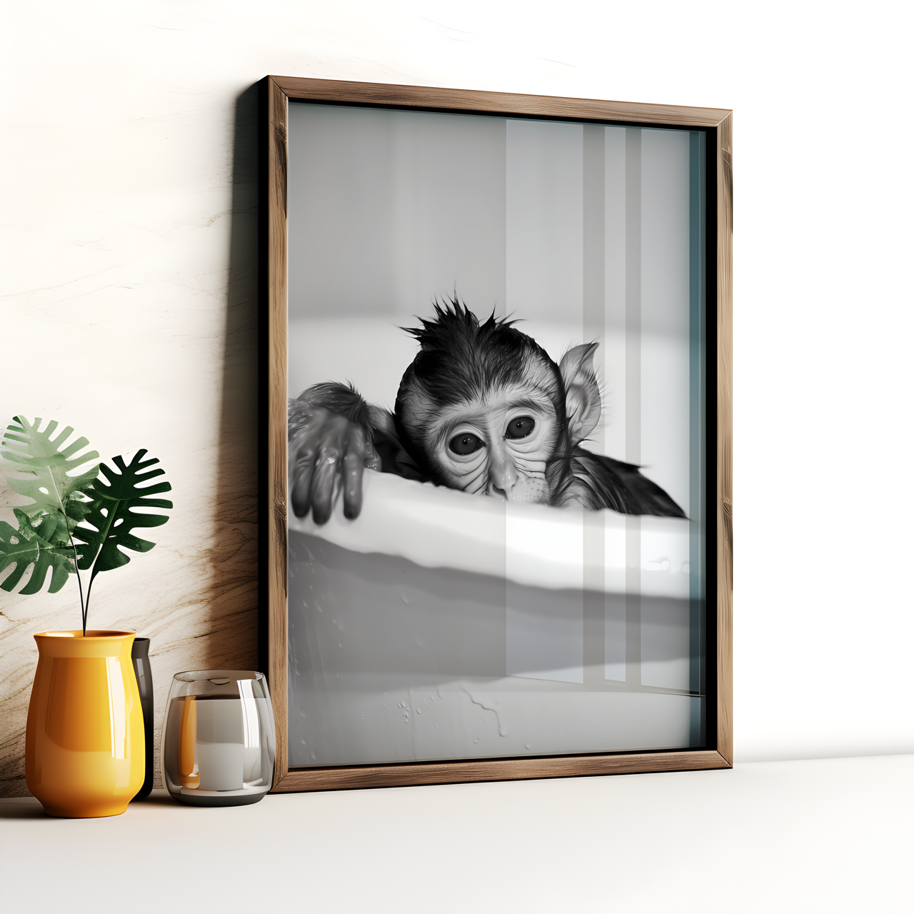 Monkey in the Bath Poster