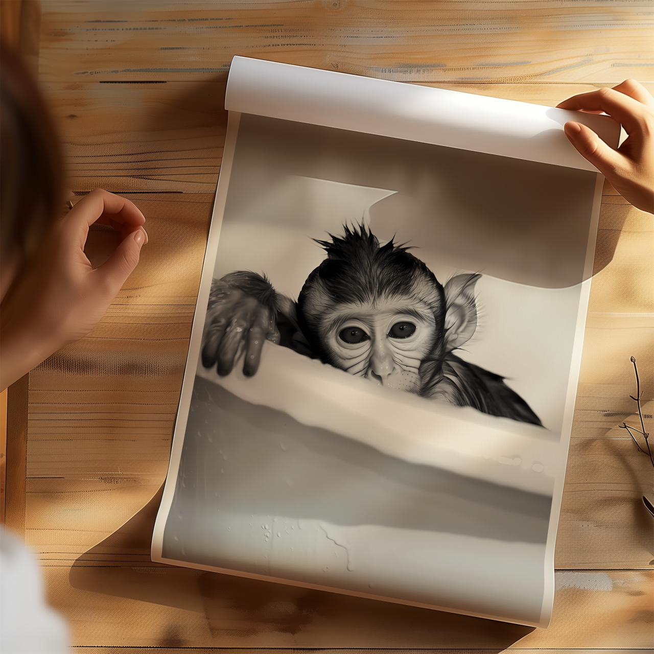 Monkey in the Bath Poster