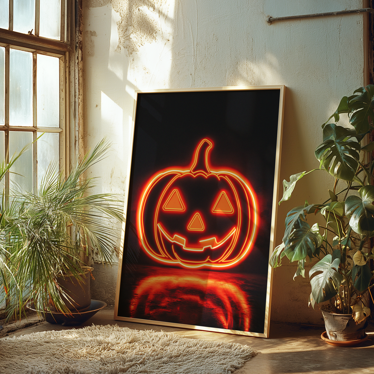 Neon Style Jack O Lantern Poster