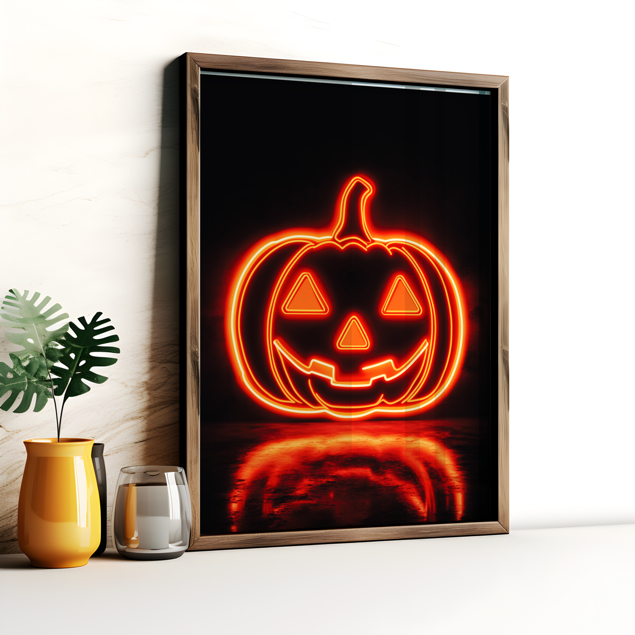 Neon Style Jack O Lantern Poster
