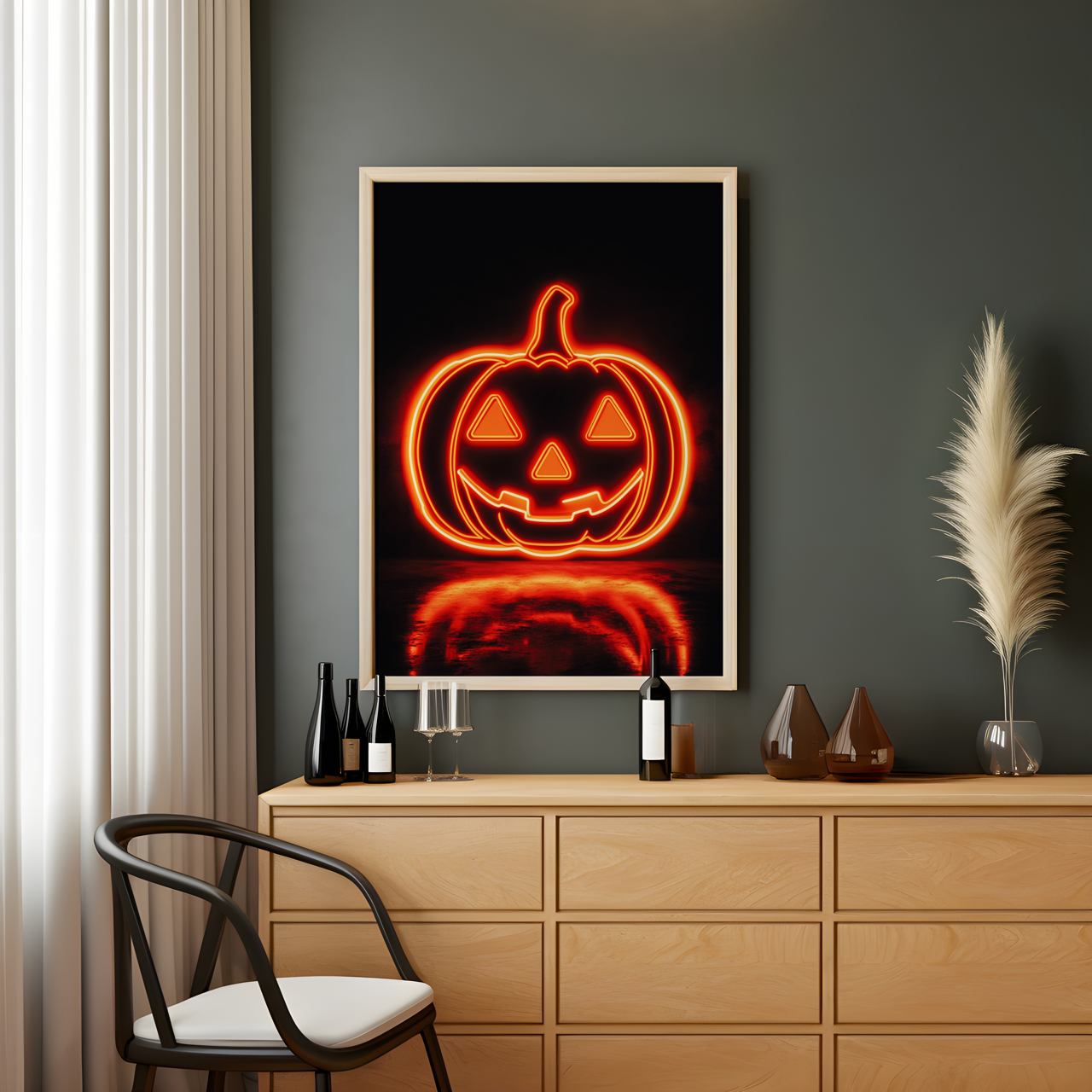 Neon Style Jack O Lantern Poster
