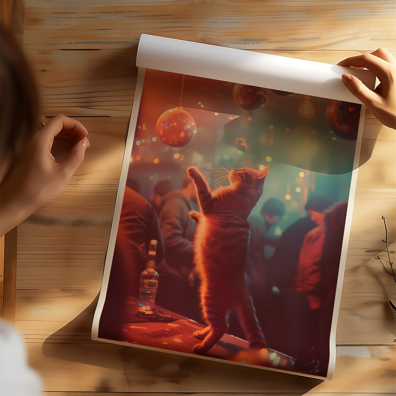 Dancing Cat Disco Ball Poster