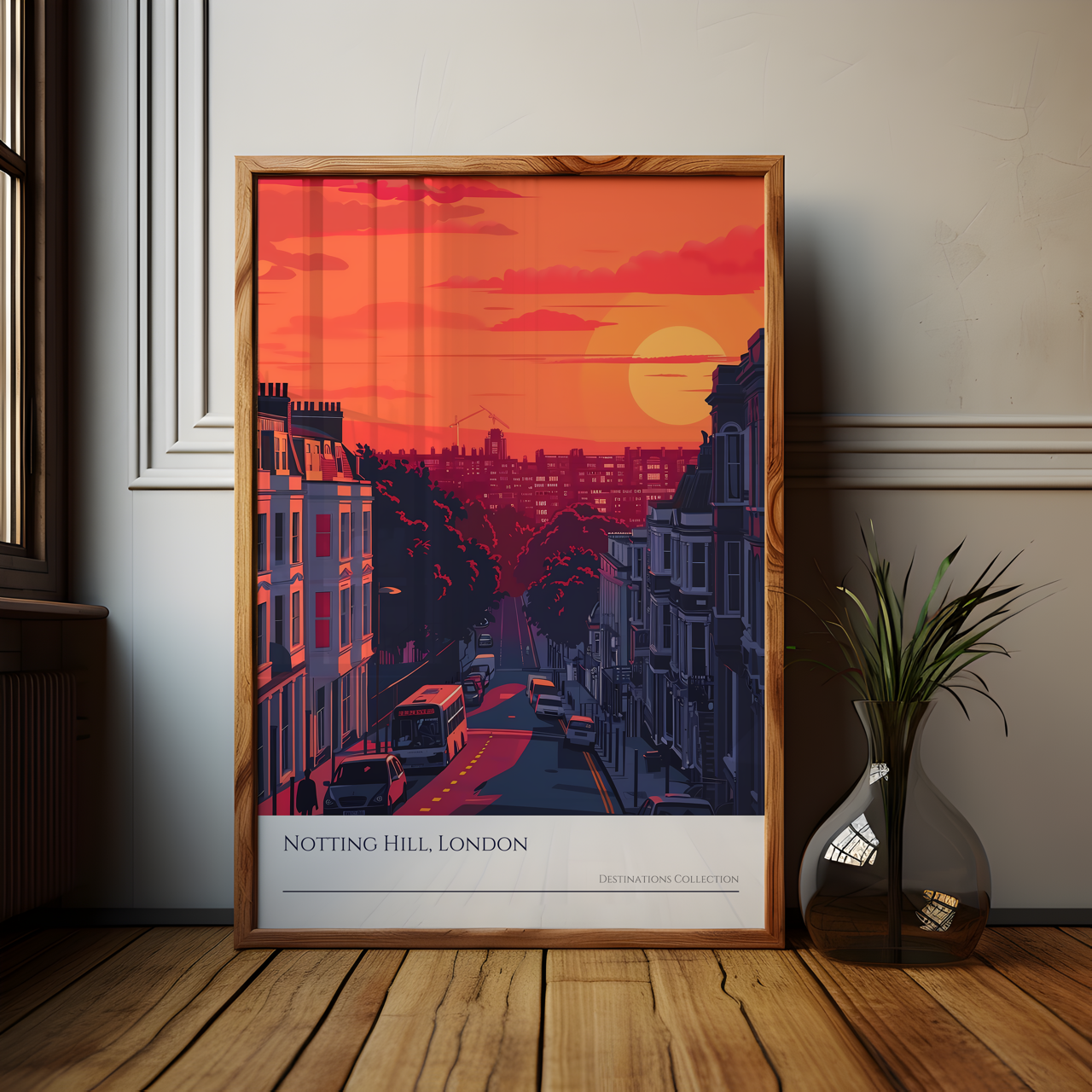 Notting Hill London Sunset Art Poster