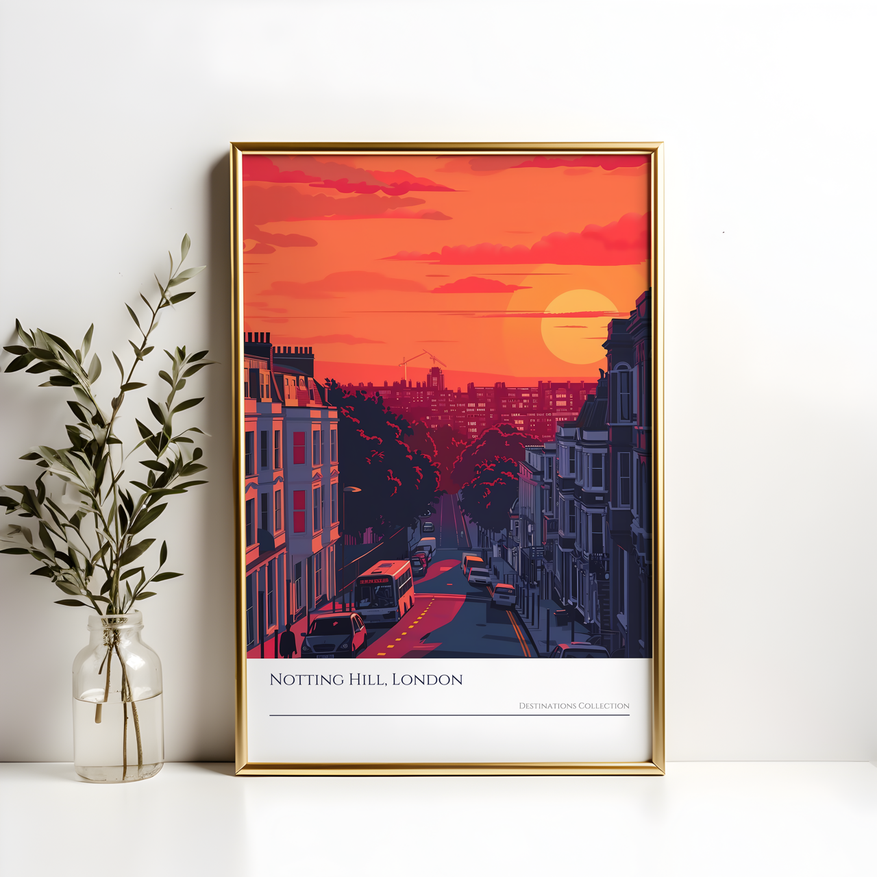 Notting Hill London Sunset Art Poster