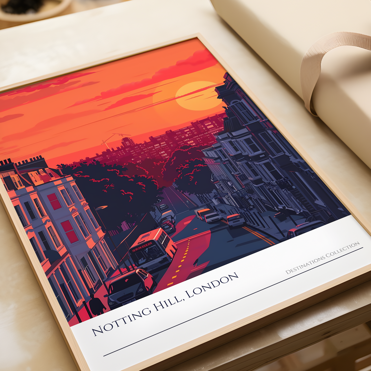 Notting Hill London Sunset Art Poster