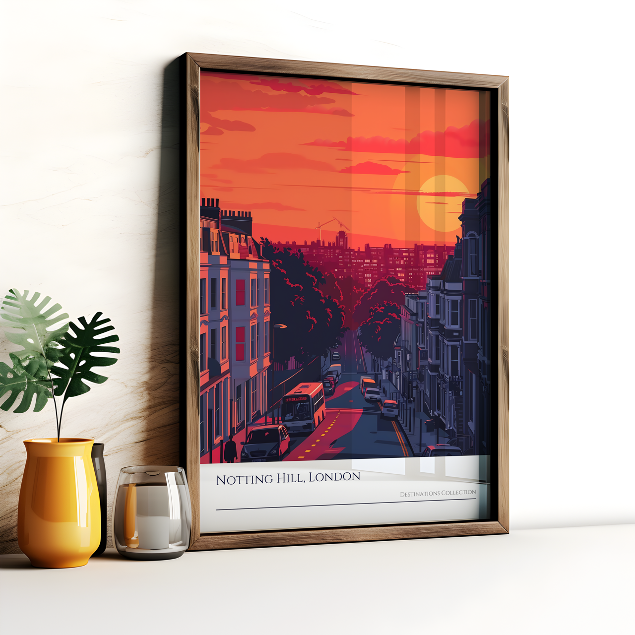 Notting Hill London Sunset Art Poster