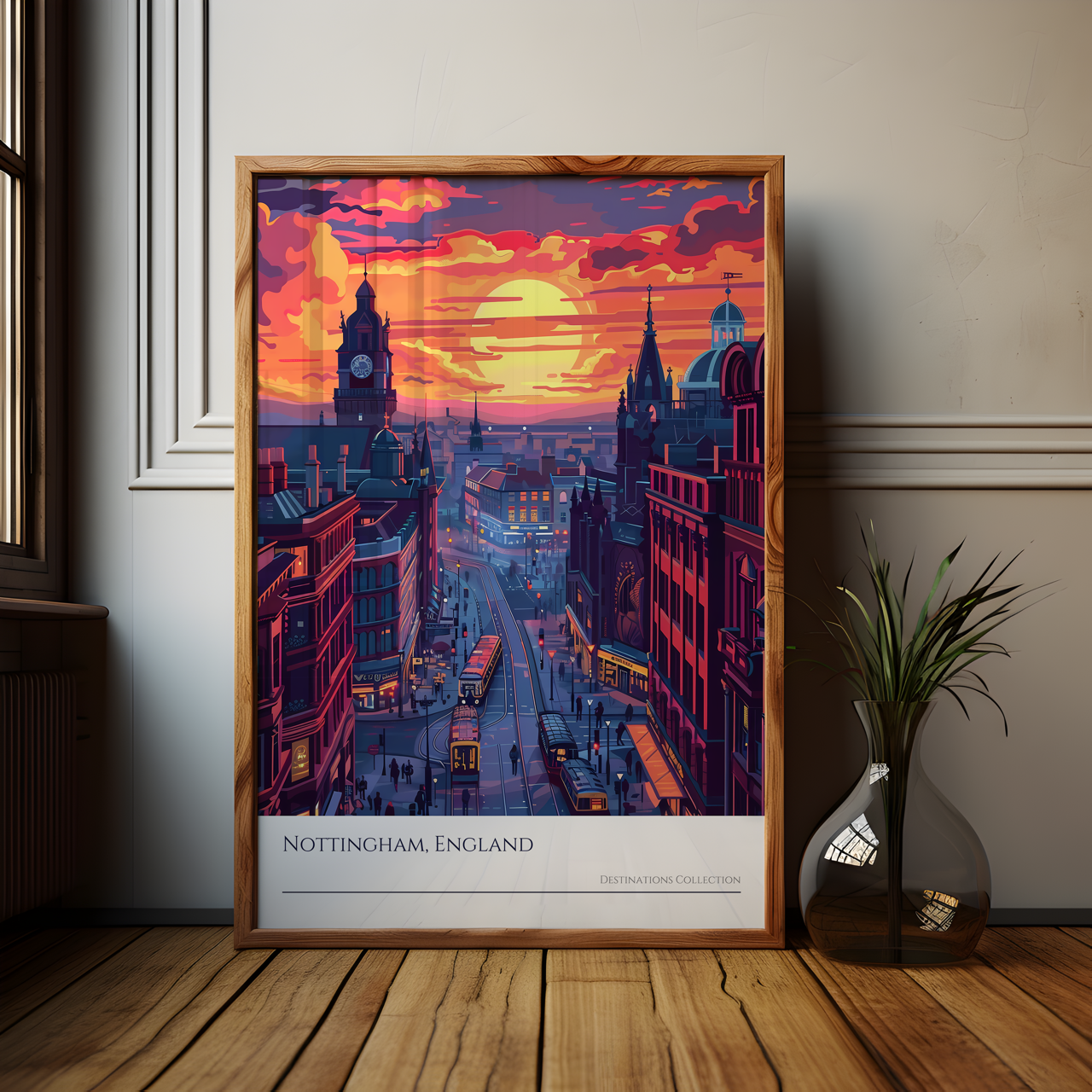 Nottingham England Sunset Art Poster