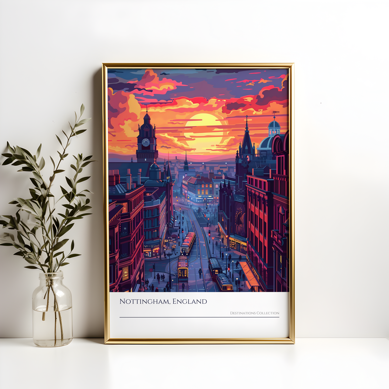 Nottingham England Sunset Art Poster