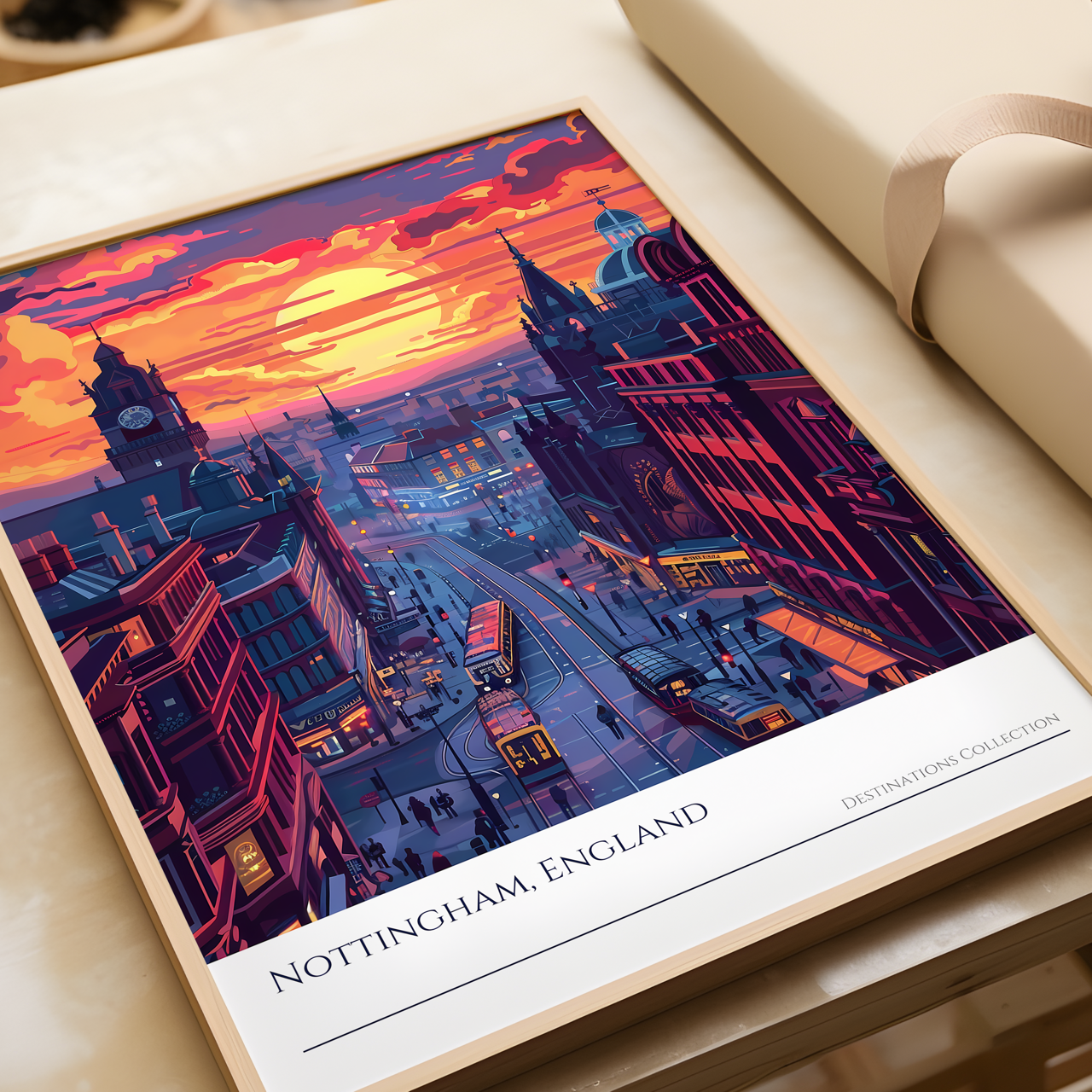 Nottingham England Sunset Art Poster