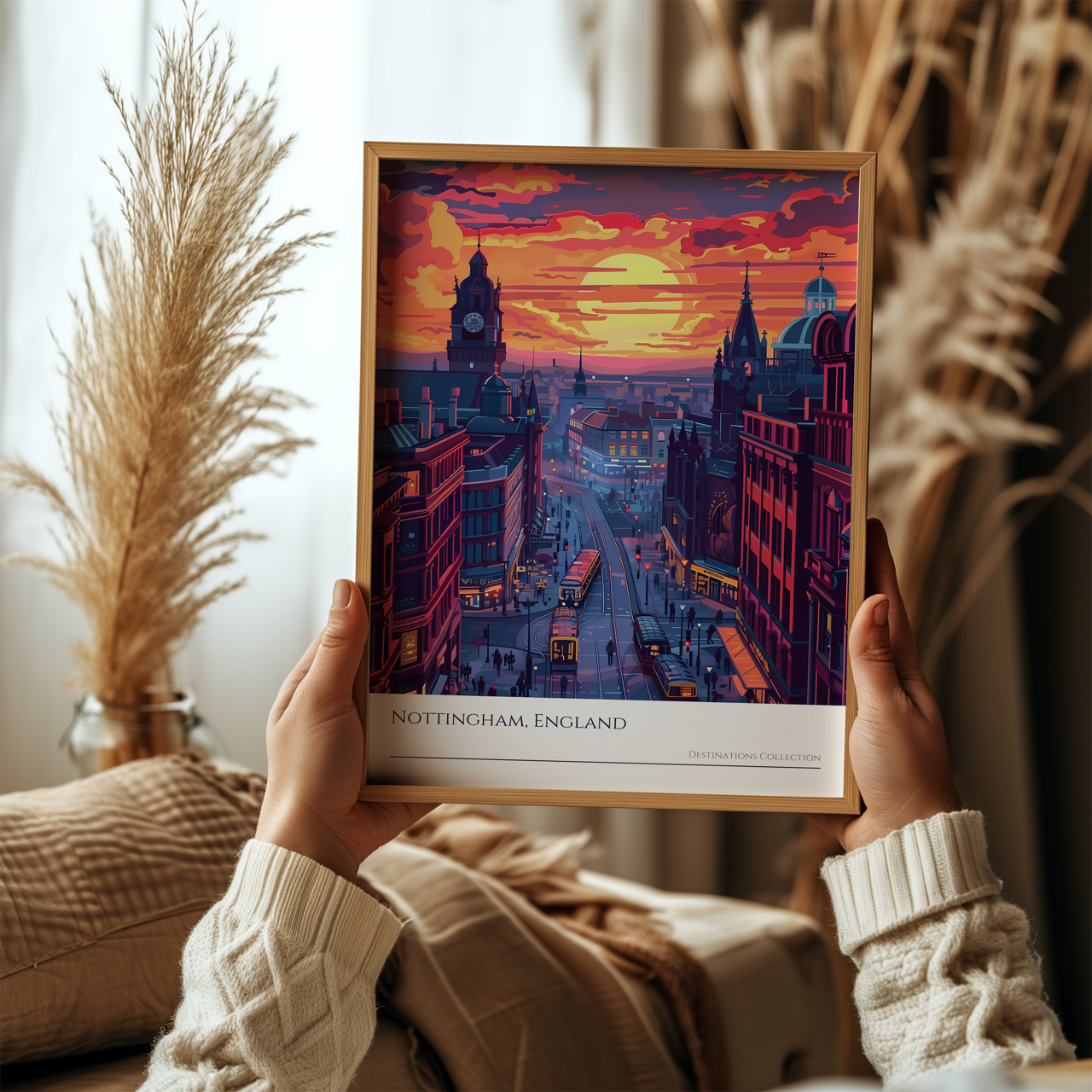 Nottingham England Sunset Art Poster