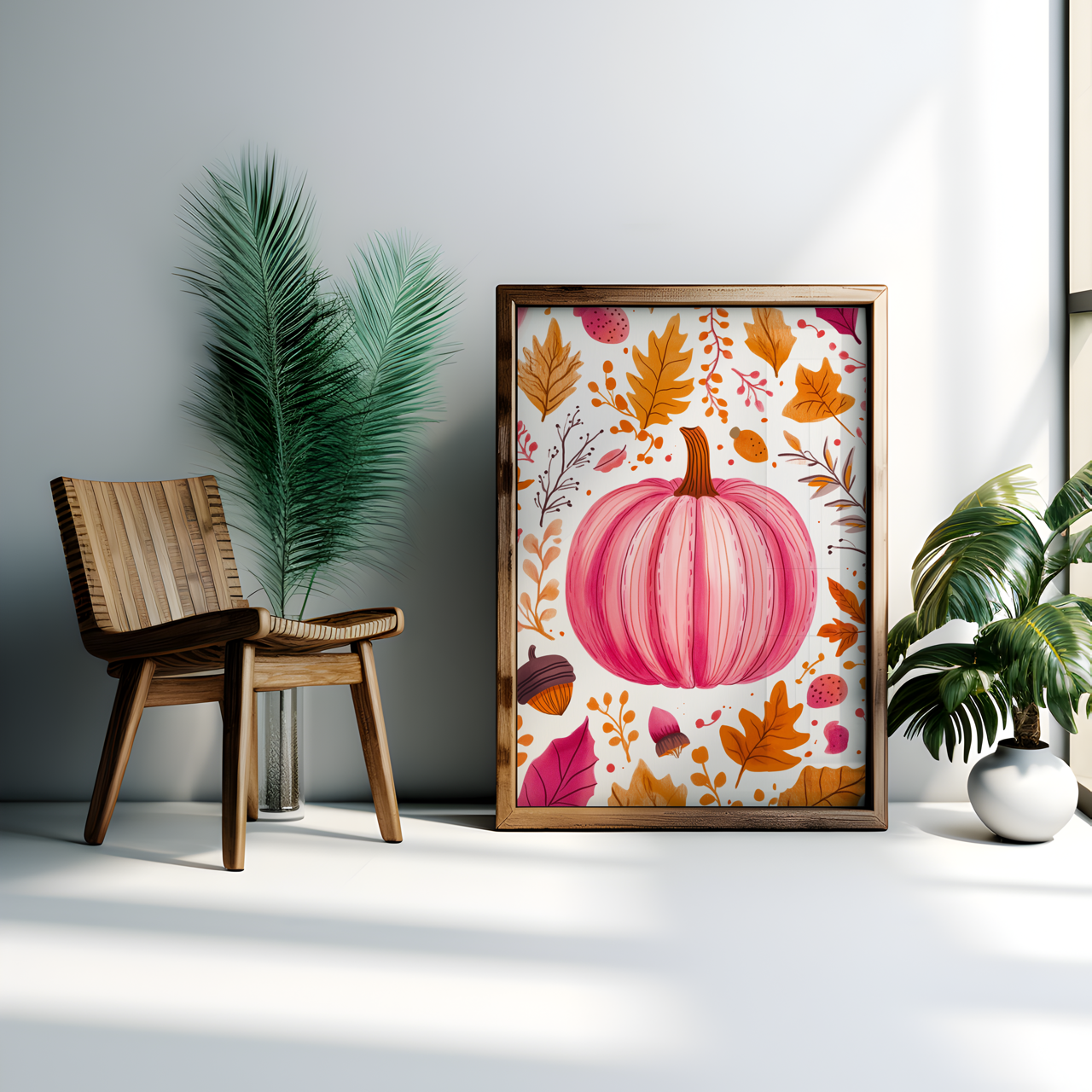 Modern Pink Pumpkin Autumn Poster