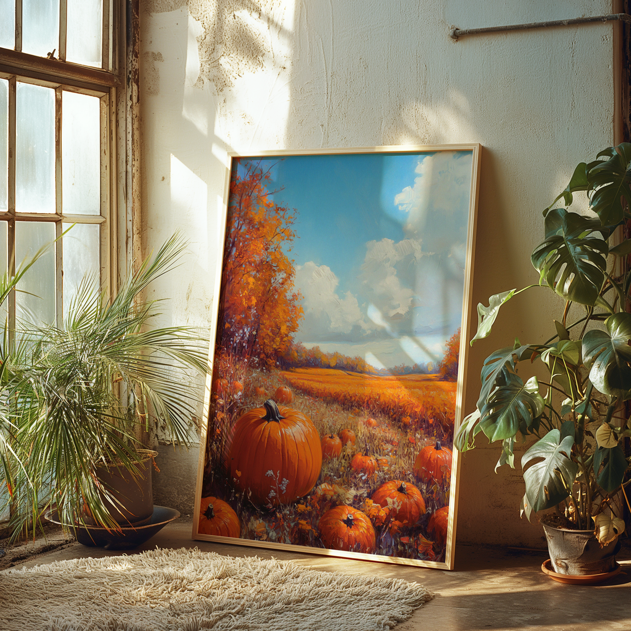 Pumpkin Field Autumn Poster